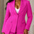 AOMEIDRESS Stylish Blazer Shawl Lapel Long Sleeve Single Breasted - Rose / S