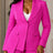 AOMEIDRESS Stylish Blazer Shawl Lapel Long Sleeve Single Breasted - Rose / S