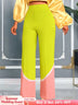 AOMEIDRESS Stylish Colorblock Wide Legged Pants Lace Trim Causal Wear MustardGreen / S