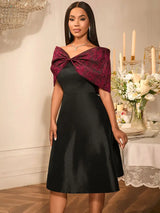 AOMEIDRESS Stylish Off Shoulder Patchwork Dress A Line Party Gowns