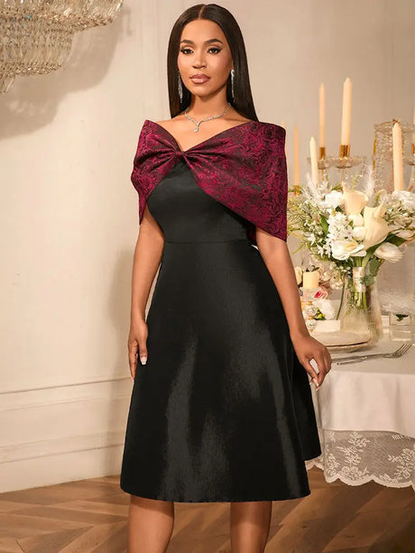 AOMEIDRESS Stylish Off Shoulder Patchwork Dress A Line Party Gowns