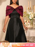 AOMEIDRESS Stylish Off Shoulder Patchwork Dress A Line Party Gowns Black / S