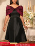 AOMEIDRESS Stylish Off Shoulder Patchwork Dress A Line Party Gowns Black / S