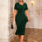 AOMEIDRESS Stylish Package Hip Dress V Neck with Irregular Ruffles DarkGreen / S