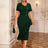 AOMEIDRESS Stylish Package Hip Dress V Neck with Irregular Ruffles DarkGreen / S