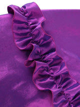 AOMEIDRESS Stylish Shiny A Line Dress V Neck 3D Flower Ruffles Gowns