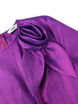 AOMEIDRESS Stylish Shiny A Line Dress V Neck 3D Flower Ruffles Gowns