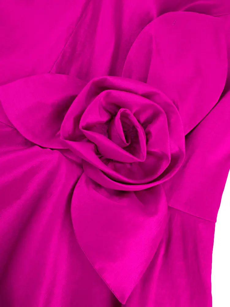 AOMEIDRESS Stylish Shiny Pencil Dress V Neck 3D Flower Ruffles Gowns