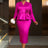 AOMEIDRESS Stylish Shiny Pencil Dress V Neck 3D Flower Ruffles Gowns Rose / L
