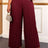 AOMEIDRESS Stylish Wine Pleated Pants High Waist Wide Leg Causal Wear Wine / L