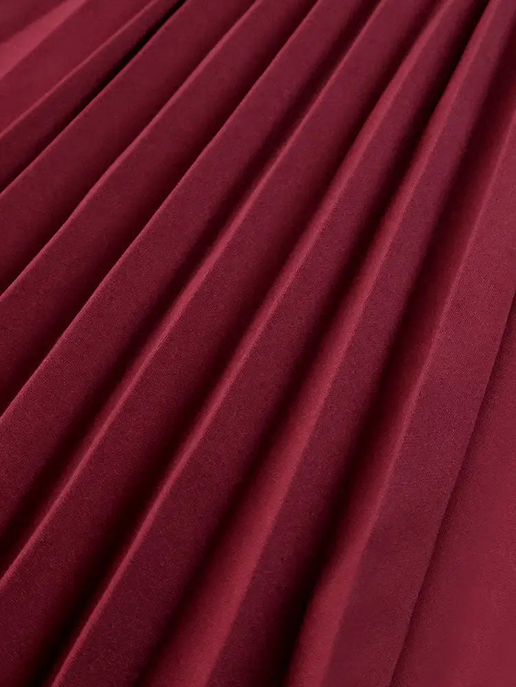 AOMEIDRESS Stylish Wine Pleated Split Wide Leg Pants Casual Wear