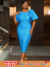AOMEIDRESS Summer Outfits for Women Elegant 3D Floral Bubble Sleeve Bodycon Party Dress​

