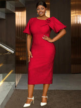 AOMEIDRESS Summer Outfits for Women 3D Flower Bubble Sleeve S / Red