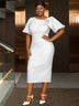AOMEIDRESS Summer Outfits for Women 3D Flower Bubble Sleeve White / S