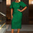 AOMEIDRESS Summer V Collar Party Outfits for Women 3D Flower Short Bubble Sleeve DarkGreen / S