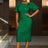 AOMEIDRESS Summer V Collar Party Outfits for Women 3D Flower Short Bubble Sleeve DarkGreen / S