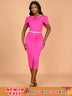 AOMEIDRESS Summer Wedding Guest Dress African Off Shoulder Club Skirt Rose / S