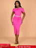AOMEIDRESS Summer Wedding Guest Dress African Off Shoulder Club Skirt Rose / S
