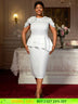 AOMEIDRESS Summer Wedding Guest Dress White Peplum Formal Grace Solid White / 0XL