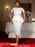 AOMEIDRESS Summer Wedding Guest Dress White Peplum Formal Grace Solid White / 0XL