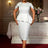 AOMEIDRESS Summer Wedding Guest Dress White Peplum Formal Grace Solid White / 0XL