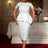 AOMEIDRESS Summer Wedding Guest Dress White Peplum Formal Grace Solid White / 0XL