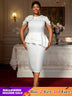 AOMEIDRESS Summer Wedding Guest Dress White Peplum Formal Grace Solid White / 0XL