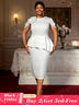 AOMEIDRESS Summer Wedding Guest Dress White Peplum Formal Grace Solid White / 0XL