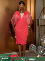 Plus size slim fit midi dress for women