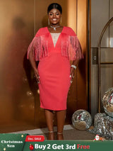 Plus size slim fit midi dress for women