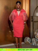 Plus size slim fit midi dress for women