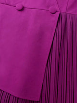 AOMEIDRESS Theory Pleated Midi Dress Purple Bubble Long Sleeved