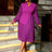 AOMEIDRESS Theory Pleated Midi Dress Purple Bubble Long Sleeved Purple / S