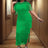 AOMEIDRESS Tulle Party Dress for Women Patchwork Tassel Fringe Green / S