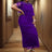 AOMEIDRESS Tulle Party Dress for Women Patchwork Tassel Fringe Purple / S