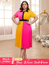 Block Pleated midi dresses for women