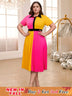 Block Pleated midi dresses for women