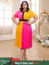 Block Pleated midi dresses for women