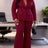 AOMEIDRESS Two Piece Set Button Up Blazer High Waist Pant Suit Office - Wine / S