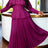 AOMEIDRESS Two Piece Set Long Sleeves Buttons Cape Tops Pleated Skirt - Purple Red / L