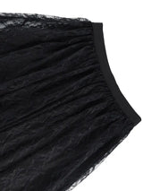 AOMEIDRESS Two Piece Set Notched Collar Short Sleeve Belt Lace Skirts