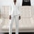 AOMEIDRESS Two Piece Set V Neck Blazer Slim Pants Casual Office Wear White / S