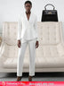 AOMEIDRESS Two Piece Set V Neck Blazer Slim Pants Casual Office Wear White / S