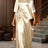 AOMEIDRESS Two Piece Sets Loose Tops Blouses String High Waist Pants - champagne / S