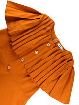 AOMEIDRESS Two Piece Sets O Neck Button Cape Style Tops Pleated Skirt