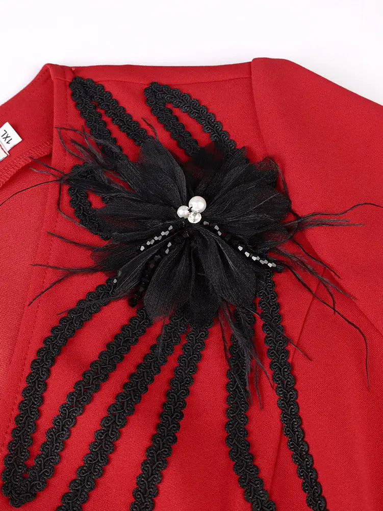 AOMEIDRESS Two Piece Sets V Neck Tops Appliques Belt Mermaid Skirts
