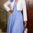 AOMEIDRESS Two Pieces Set 3D Flower Blazer Coats Tops A Line Dresses - SkyBlue / S