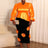 AOMEIDRESS Two Pieces Set Peplum Top 3D Flower Skirt For Wedding Party Orange / S