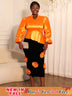 AOMEIDRESS Two Pieces Set Peplum Top 3D Flower Skirt For Wedding Party Orange / S