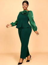 AOMEIDRESS Two Pieces Sets Simple Elegant Causal Suits Long Sleeve